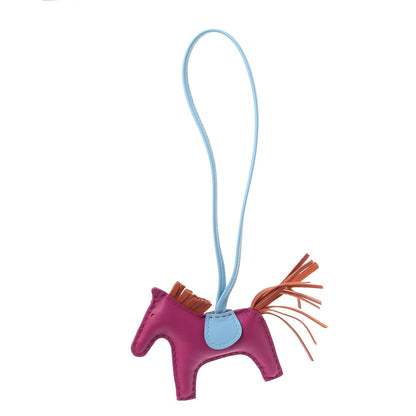 Hermes Milo Lambskin Grigri Rodeo Horse Bag Charm PM Rose Pourpre Cornaline Celeste 1 of 5