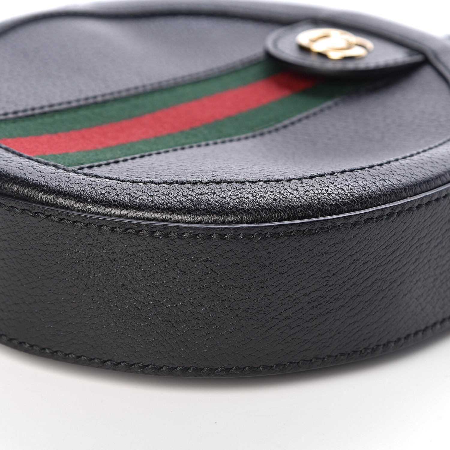 Gucci Grained Calfskin Web Mini Ophidia Round Shoulder Bag Black 10 of 11