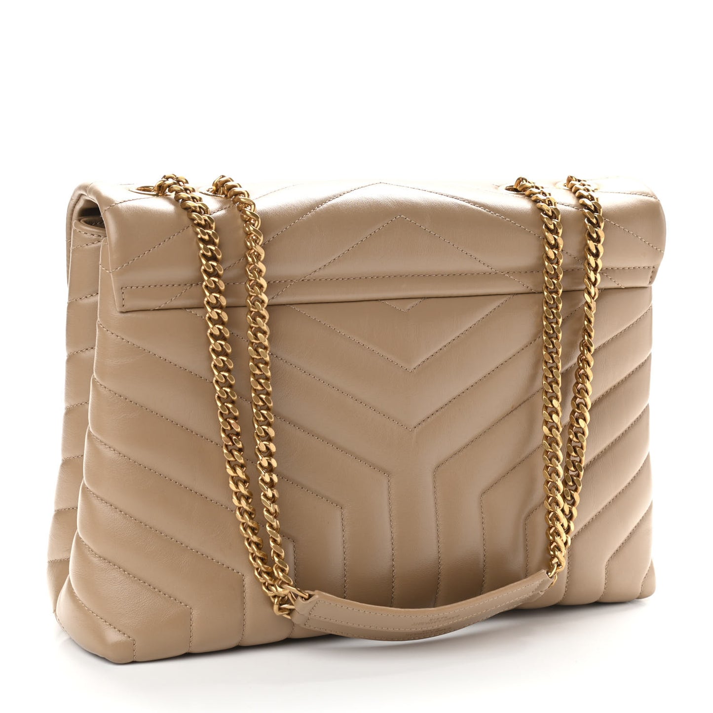 Calfskin Y Quilted Monogram Medium Loulou Chain Satchel Dark Latte
