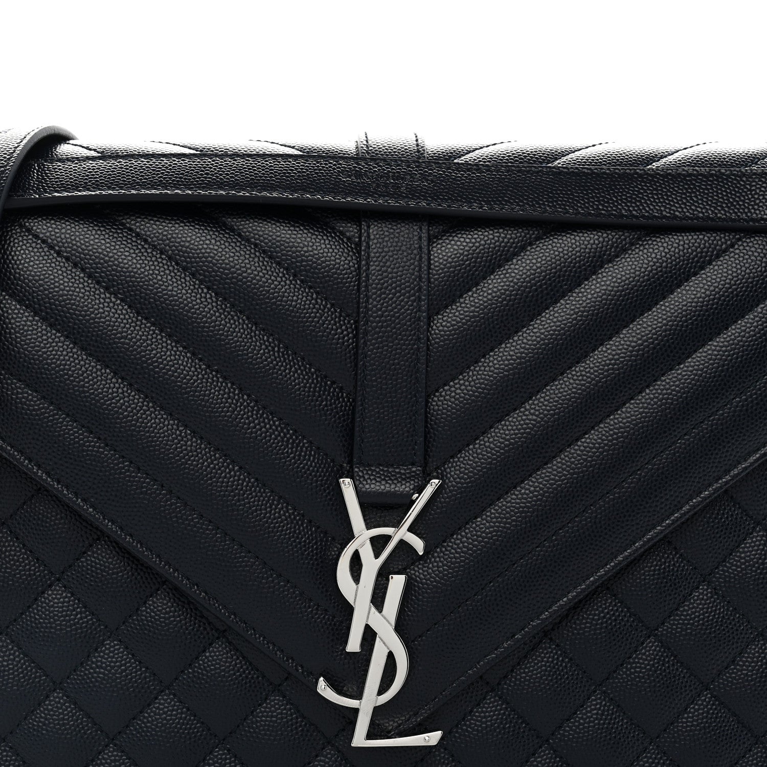 Saint Laurent Grain De Poudre Large Tri-Quilt Monogram Satchel Deep Marine 7 of 9
