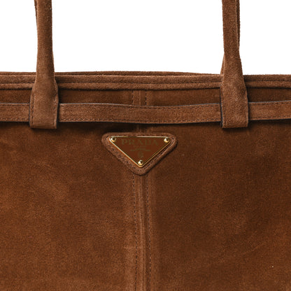 Prada Suede Triangle Medium Bonnie Shoulder Bag Cacao 8 of 10