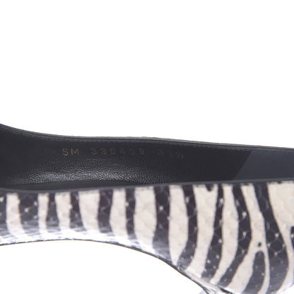 Saint Laurent Snakeskin Zebra Print Paris Pumps 37.5 Black White 9 of 12