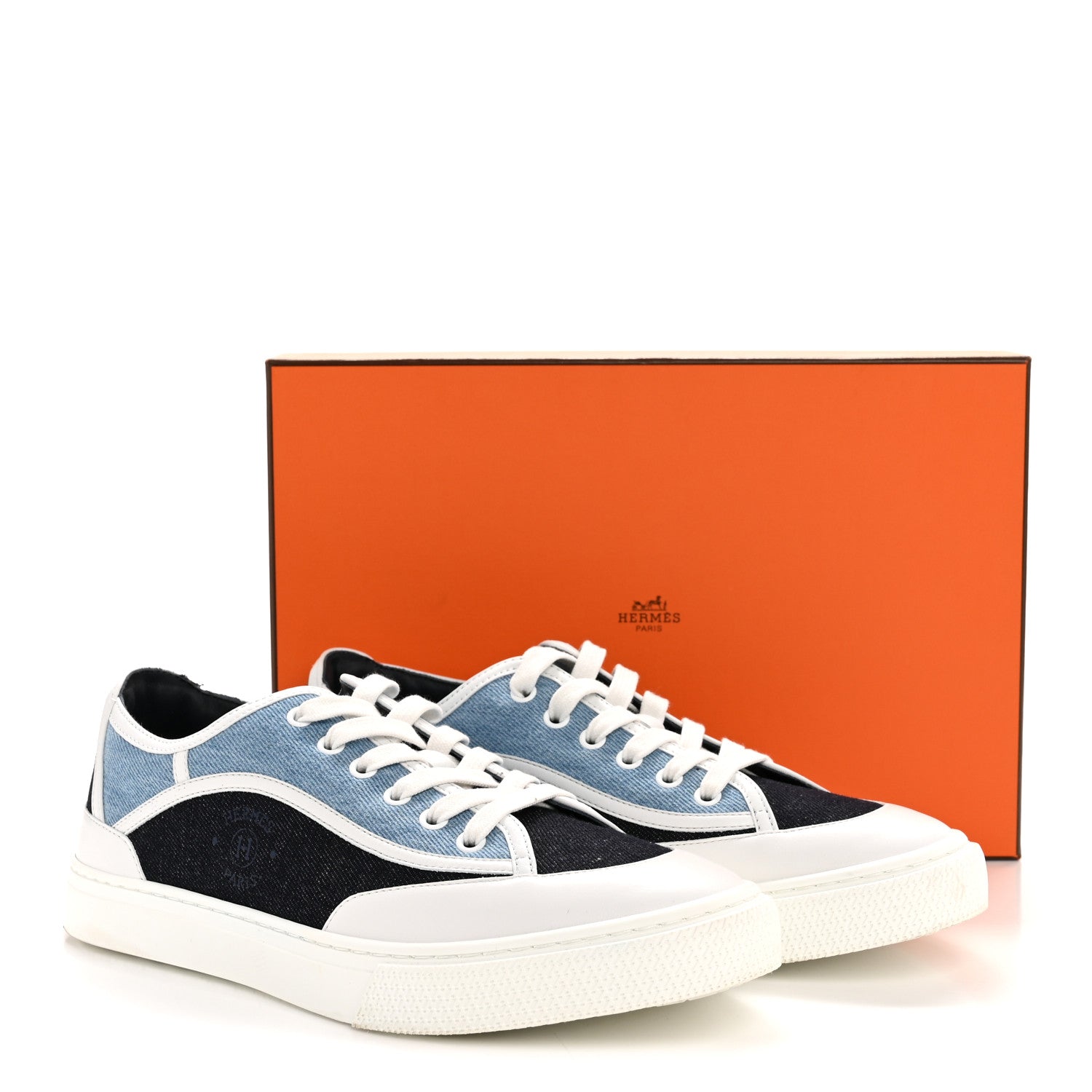 Hermes Denim Calfskin Womens Get Sneakers 40 Bleu Brut 10 of 10