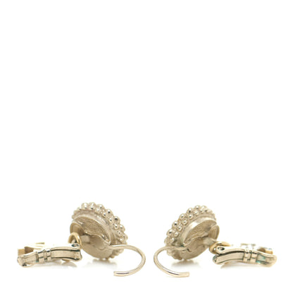 Chanel Crystal CC Pearl Drop Earrings Gold 3 of 6