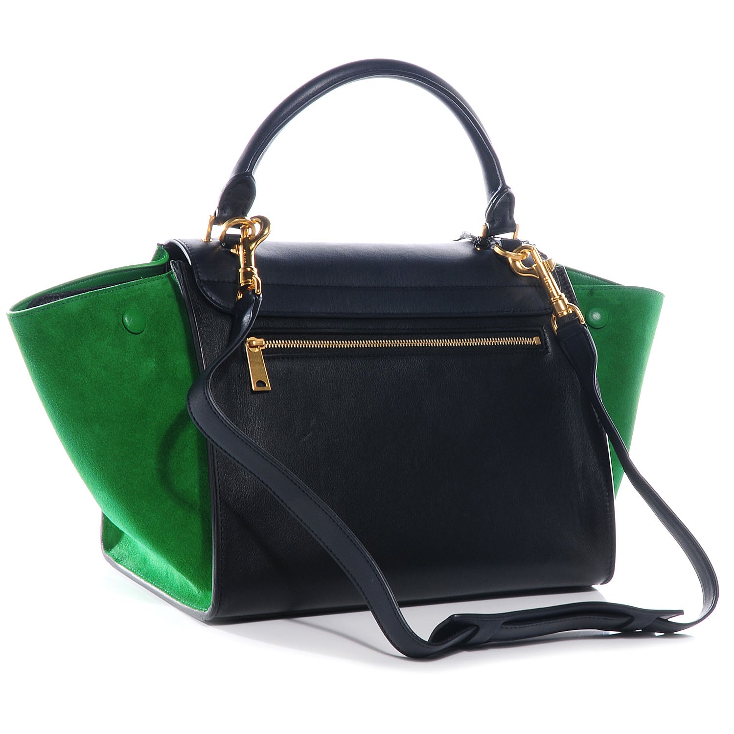 Celine Calfskin and Suede Small Tri-Color Trapeze Green Grass 3 of 7
