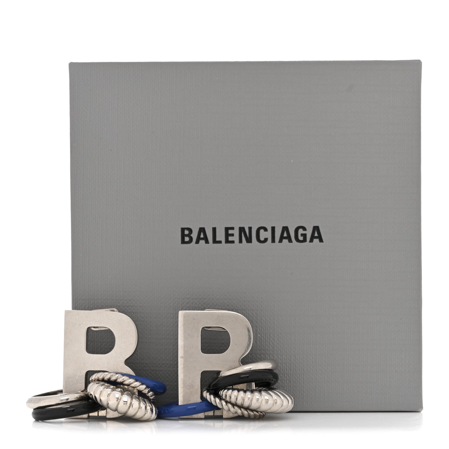 Metal B Earrings  Silver