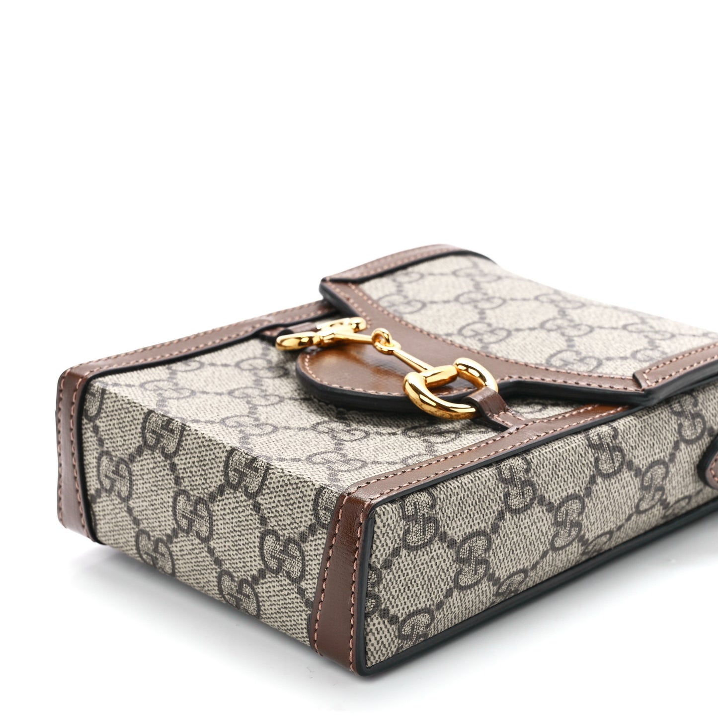 GG Supreme Monogram Mini Horsebit 1955 Crossbody Bag Beige Brown Sugar