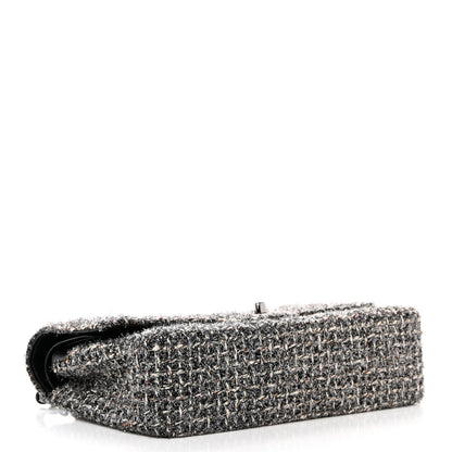 Chanel Metallic Tweed Medium Double Flap Black White 4 of 20