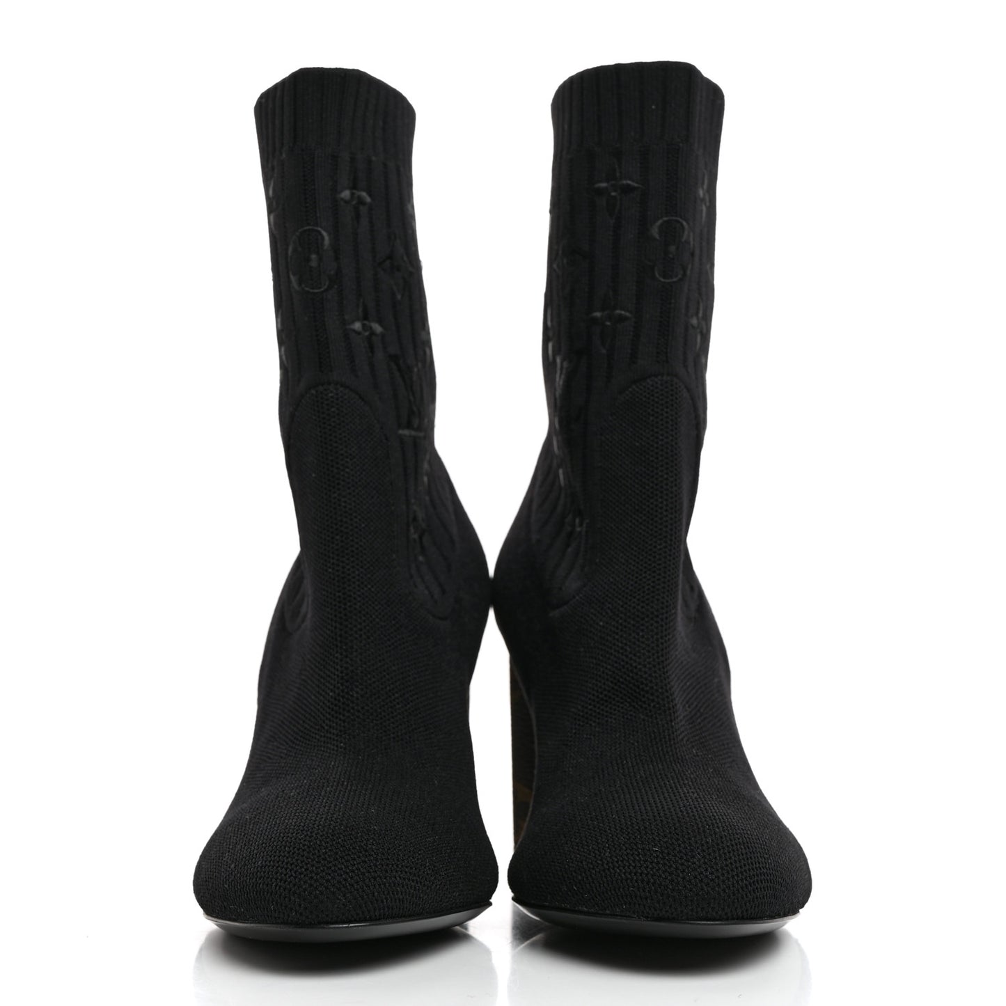Monogram Stretch Fabric Silhouette Ankle Boots 37 Black