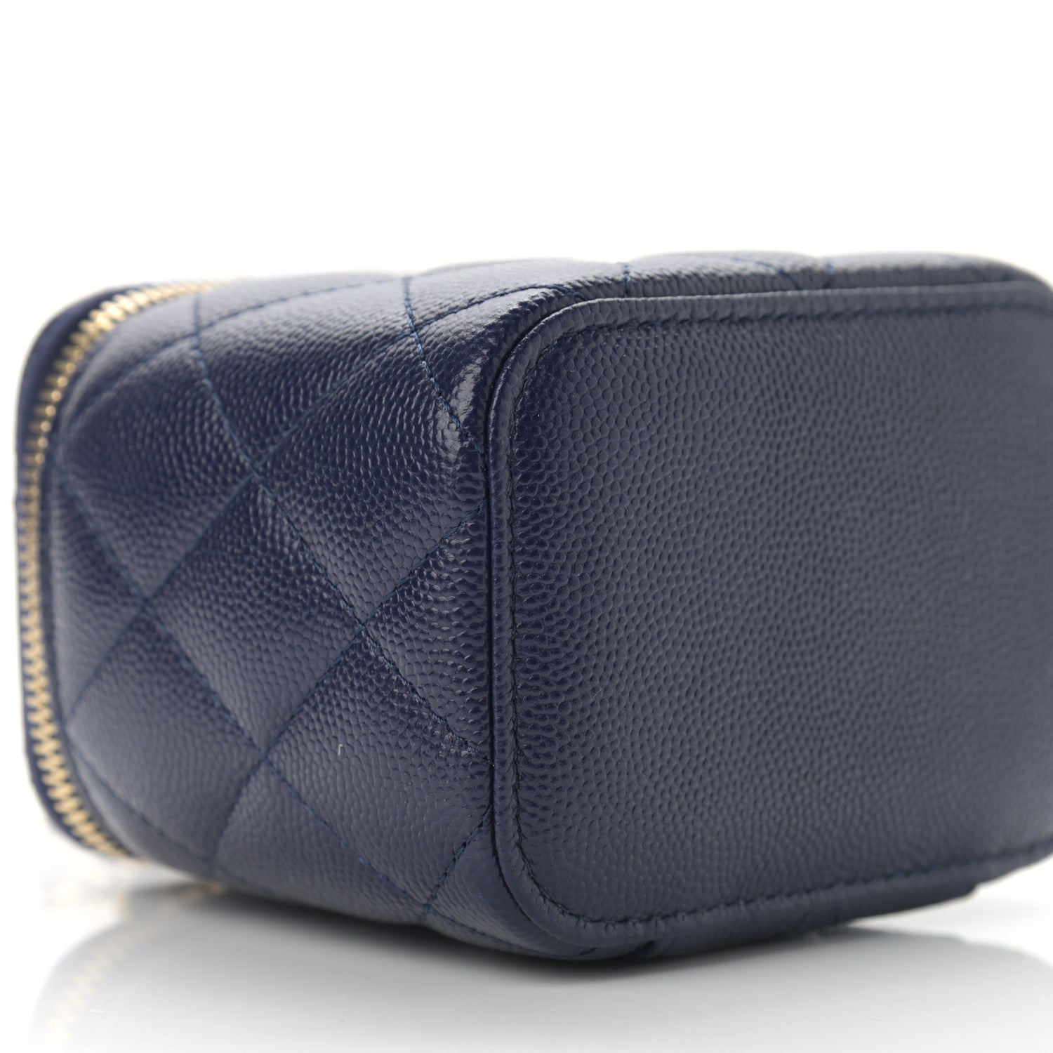 Chanel Caviar Quilted Mini Vanity Case With Chain Navy Blue 9 of 11