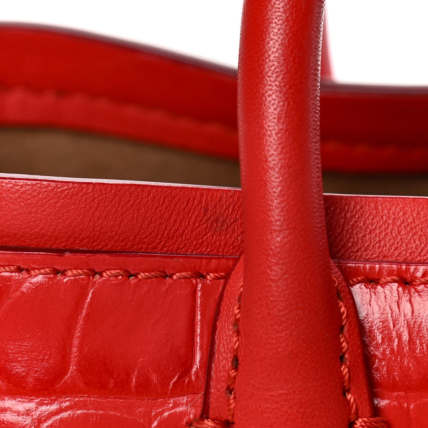 MCM Calfskin Crocodile Embossed Mini Neo Milla Tote Ruby Red 25 of 28