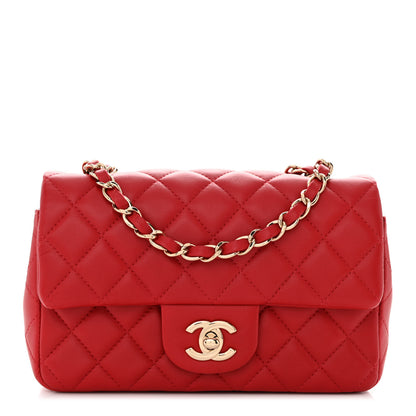 Chanel Lambskin Quilted Mini Rectangular Flap Red 1 of 12