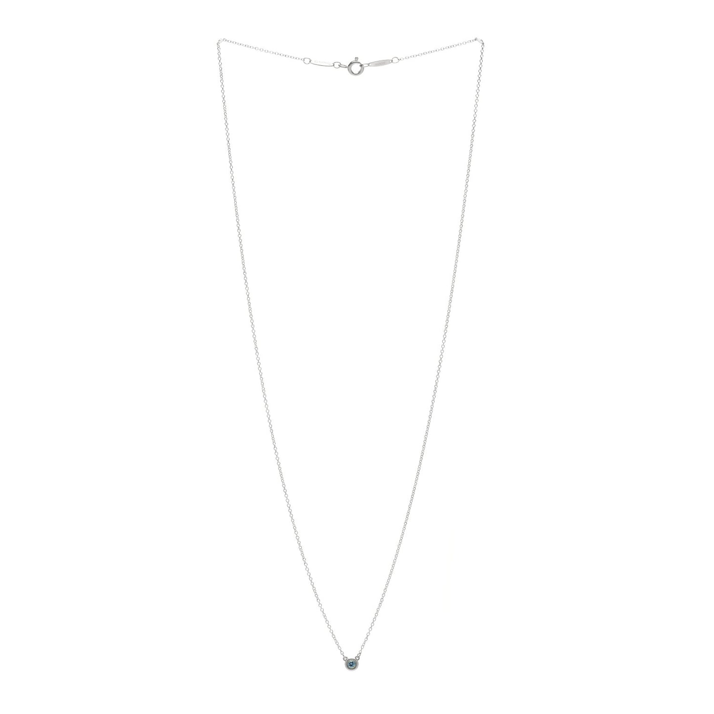 Sterling Silver Aquamarine Elsa Peretti Color By The Yard Pendant Necklace