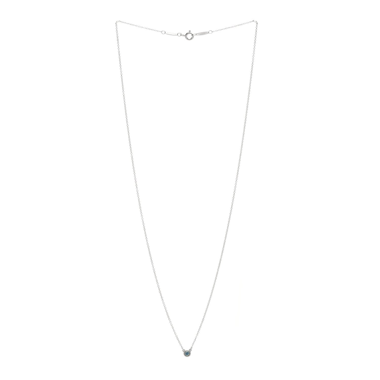 Tiffany Sterling Silver Aquamarine Elsa Peretti Color By The Yard Pendant Necklace 3 of 4