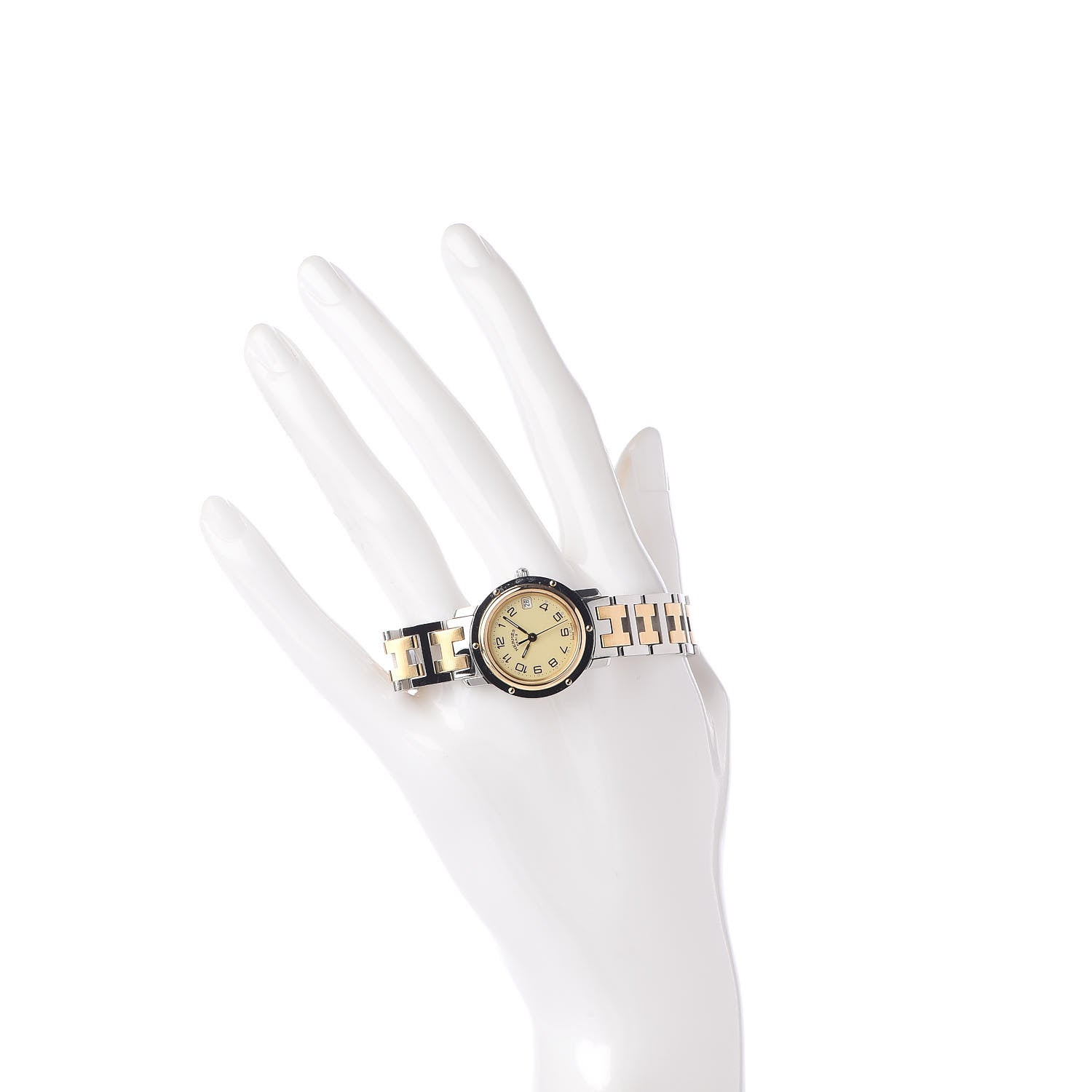 Hermes Stainless Steel 24mm Clipper Quartz Watch Gold 2 of 6
