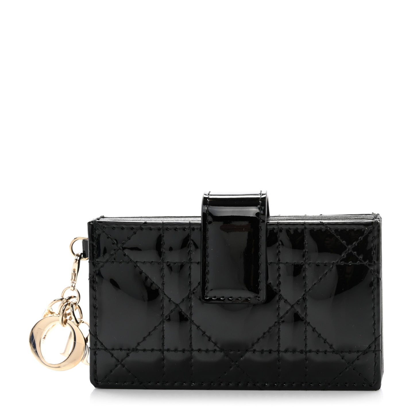 Patent Cannage Lady Dior 5-Gusset Card Holder Black