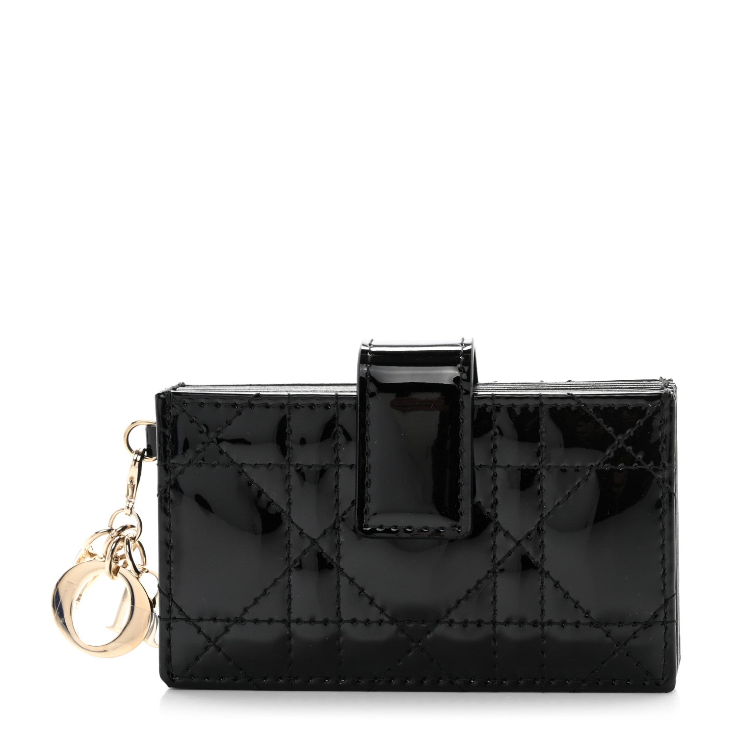 Christian Dior Patent Cannage Lady Dior 5-Gusset Card Holder Black 1 of 9