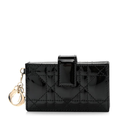 Christian Dior Patent Cannage Lady Dior 5-Gusset Card Holder Black 1 of 9