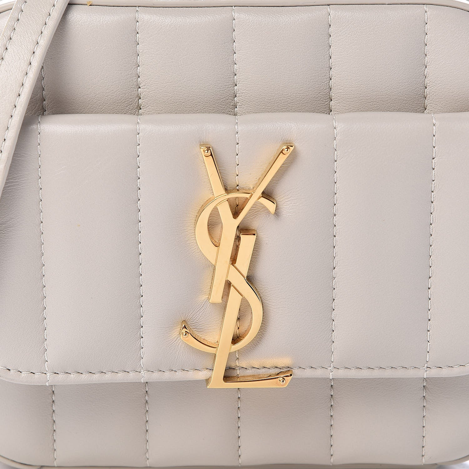 Saint Laurent Lambskin Matelasse Monogram Toy Vicky Camera Bag White 8 of 11