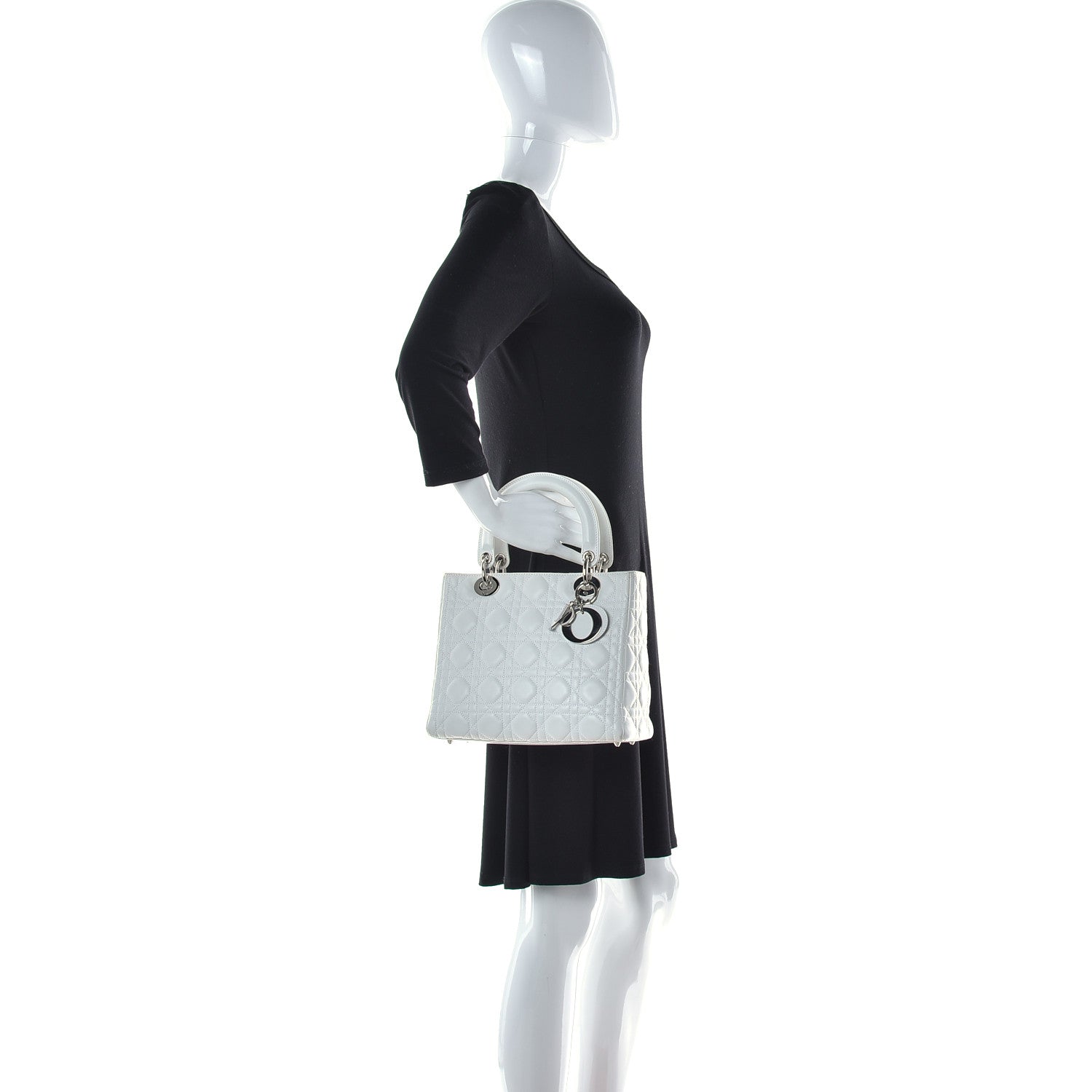 Christian Dior Lambskin Cannage Medium Lady Dior White 2 of 10