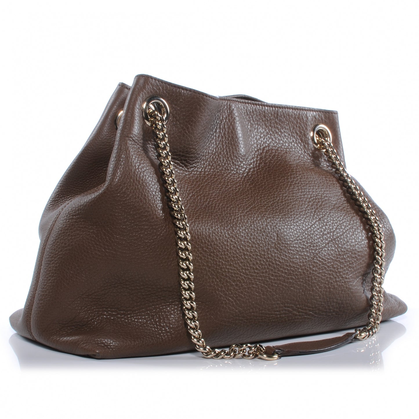 Pebbled Calfskin Medium Soho Chain Shoulder Bag Maple Brown