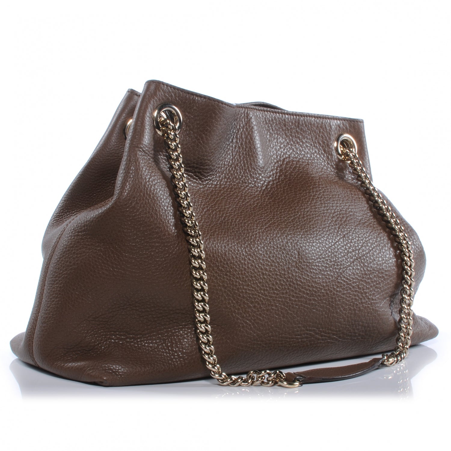 Gucci Pebbled Calfskin Medium Soho Chain Shoulder Bag Maple Brown 3 of 7