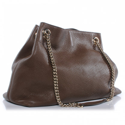 Gucci Pebbled Calfskin Medium Soho Chain Shoulder Bag Maple Brown 3 of 7