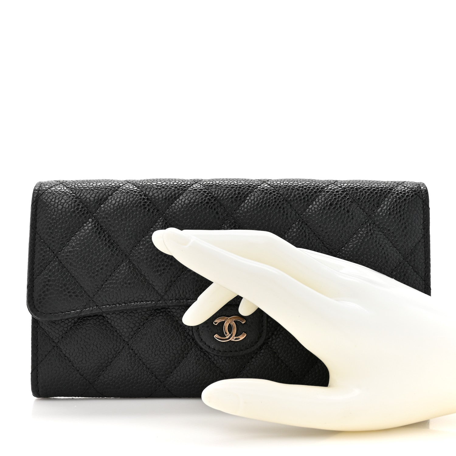 Chanel Caviar Quilted Large Gusset Flap Wallet Black 2 of 9