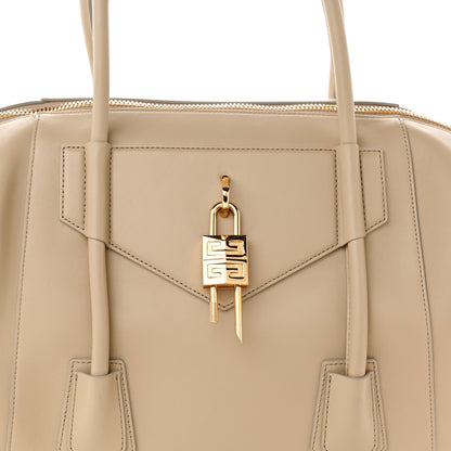 Givenchy Smooth Calfskin Medium Antigona Lock Duffle Bag Beige 7 of 10