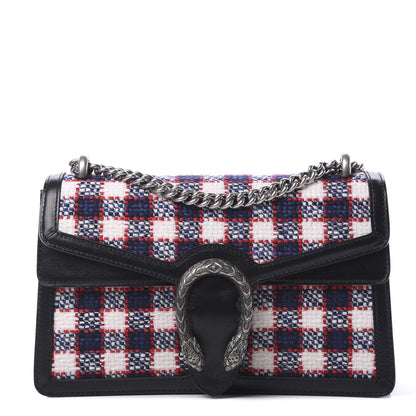Gucci Vintage Tweed Check Small Dionysus Shoulder Bag White Hibiscus Red Marine 1 of 10