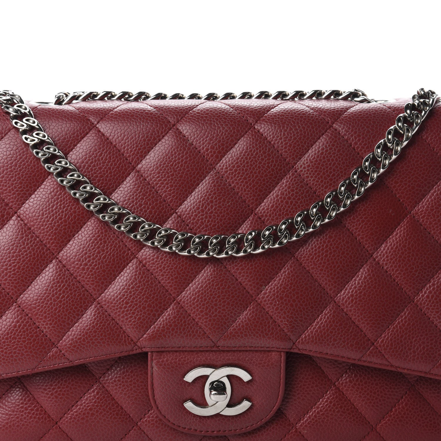 Chanel Caviar Quilted Jumbo Single Flap Bijoux Chain Red 21 of 21