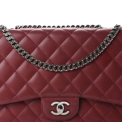 Chanel Caviar Quilted Jumbo Single Flap Bijoux Chain Red 21 of 21