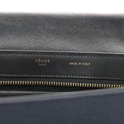 Celine Smooth Calfskin Linen Small Tri-Color Trapeze Black Navy Blue 6 of 17
