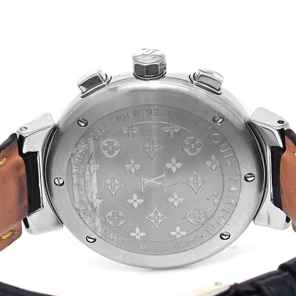 Louis Vuitton Stainless Steel Alligator 34mm Tambour Chronograph Automatic Watch Black 4 of 5