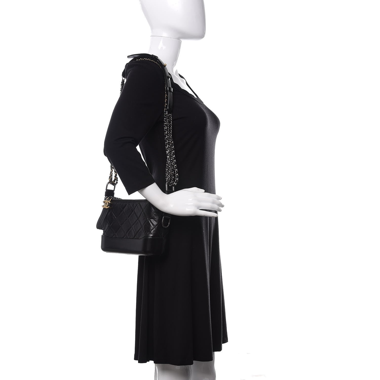 Chanel Aged Calfskin Quilted Small Gabrielle Hobo Black 2 of 11