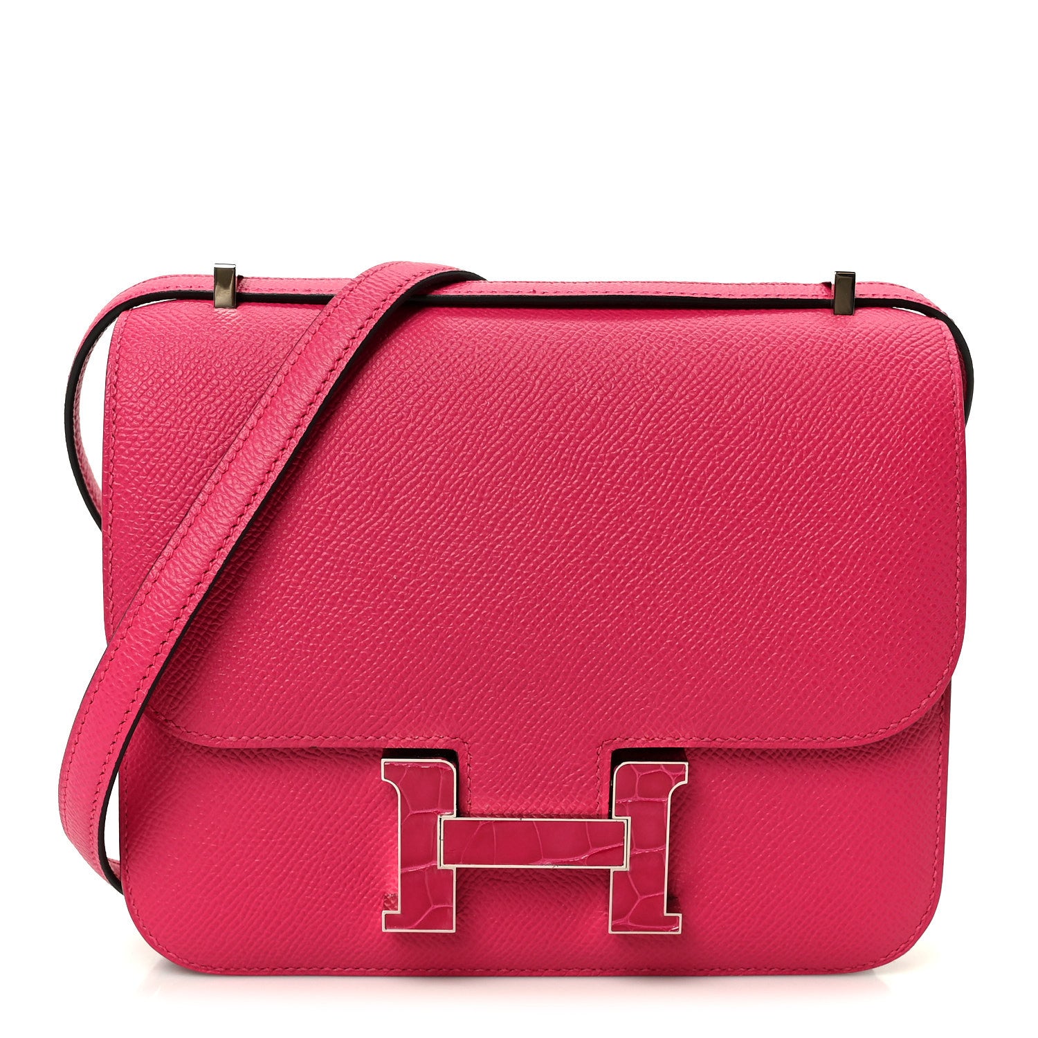 Hermes Epsom Shiny Alligator Constance 18 Rose Mexico 1 of 12