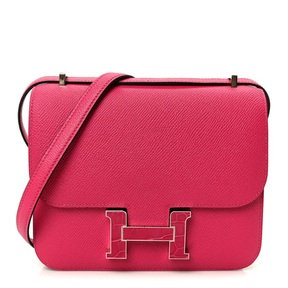 Hermes Epsom Shiny Alligator Constance 18 Rose Mexico 1 of 12