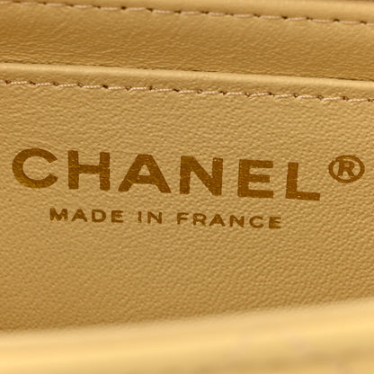 Chanel Lambskin Quilted Mini Top Handle Rectangular Flap Yellow 6 of 10