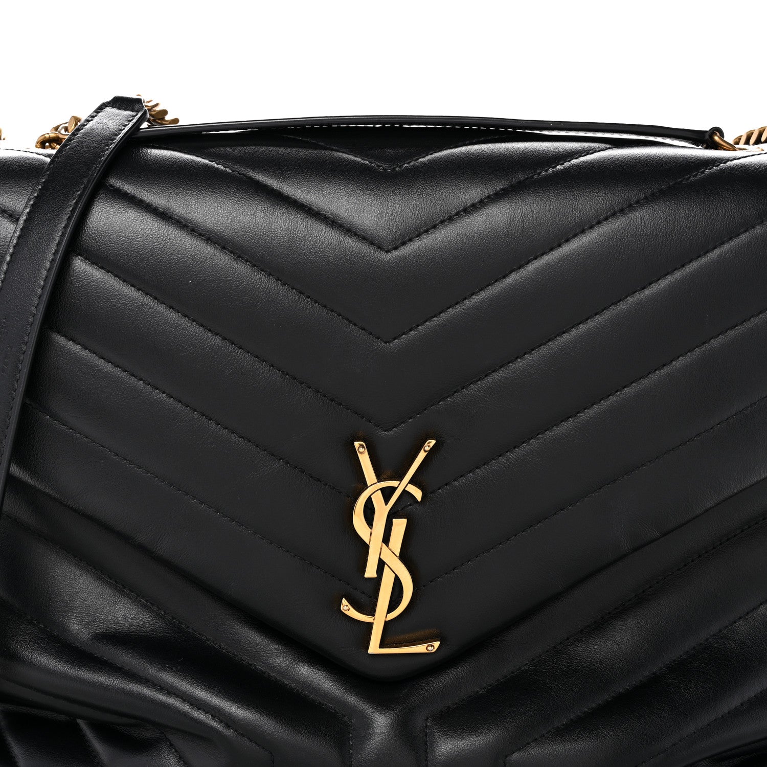 Saint Laurent Calfskin Y Quilted Monogram Large Loulou Chain Satchel Black 8 of 14