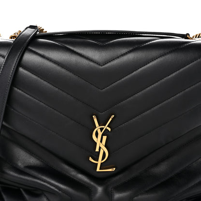 Saint Laurent Calfskin Y Quilted Monogram Large Loulou Chain Satchel Black 8 of 14