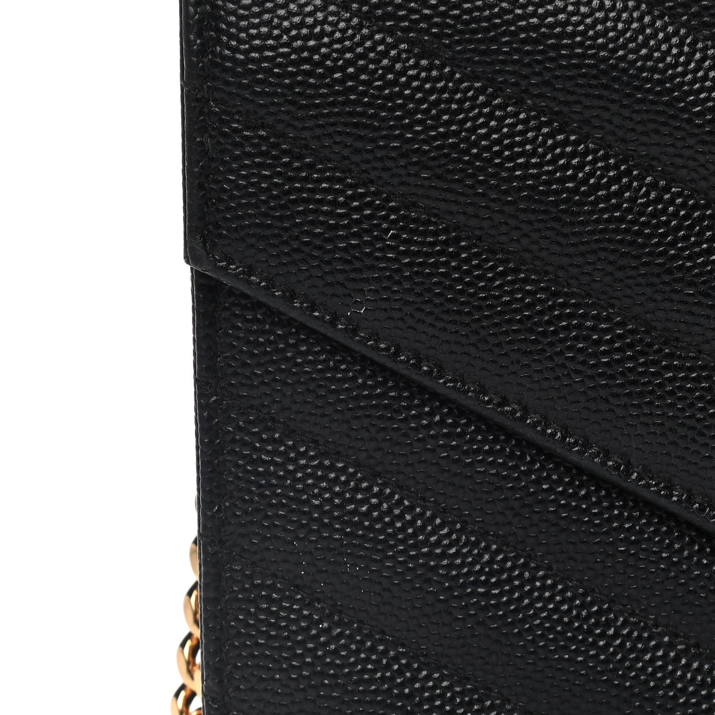 Grain De Poudre Matelasse Chevron Monogram Chain Wallet Black