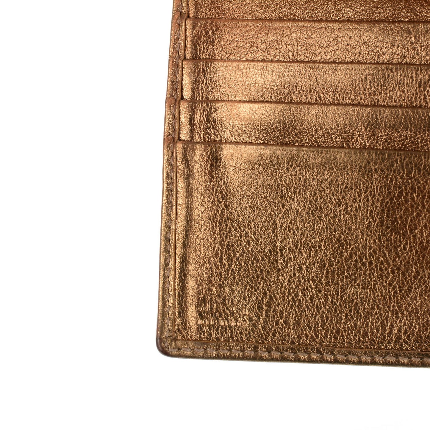 Crystal Monogram Metal Bar French Flap Wallet Metallic Gold