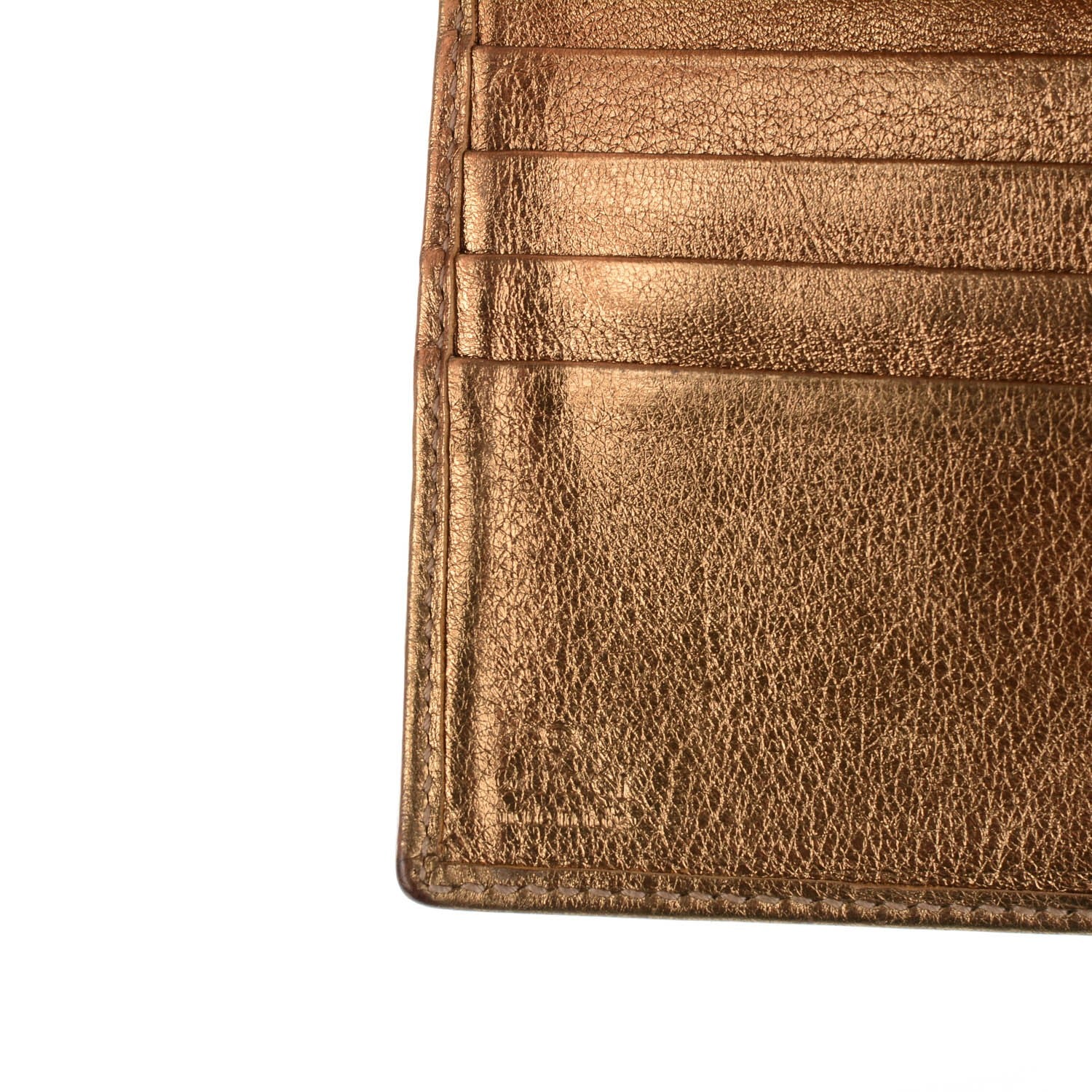 Gucci Crystal Monogram Metal Bar French Flap Wallet Metallic Gold 6 of 7