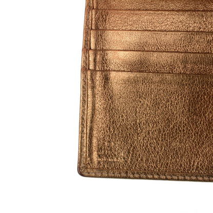 Gucci Crystal Monogram Metal Bar French Flap Wallet Metallic Gold 6 of 7