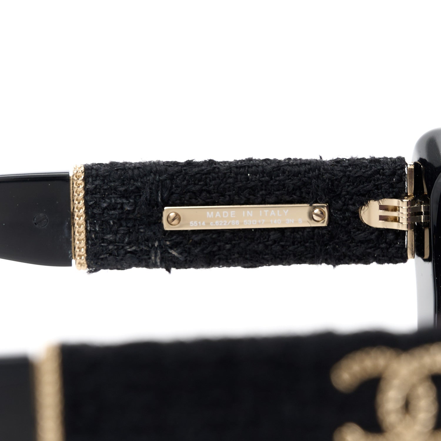 Chanel Acetate Tweed Wool CC Rectangle Sunglasses 5514 Black 5 of 10