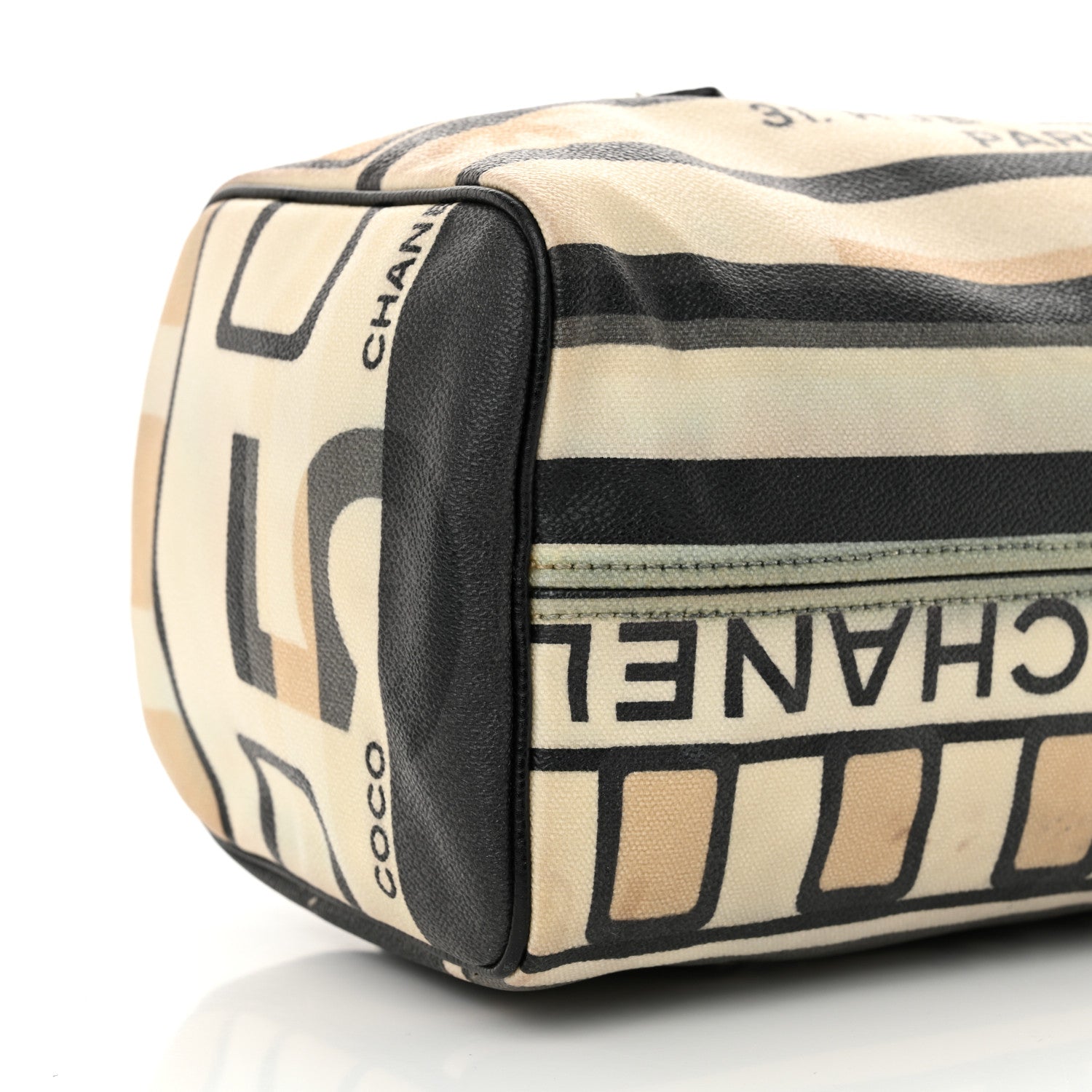 Chanel Coated Canvas Le Train Boston Bag Black 9 of 16