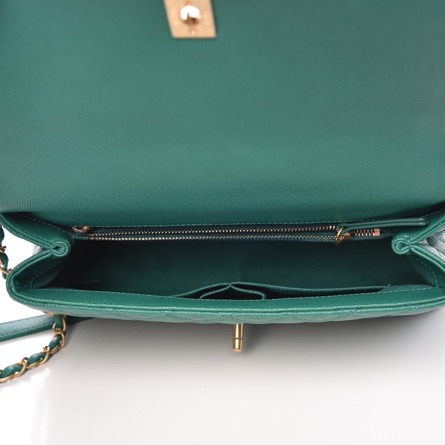 Caviar Quilted Small Coco Handle Flap Green