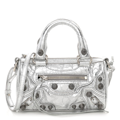 Balenciaga Agneau Arena Crystal Neo Nano Cagole Handbag Silver 3 of 10