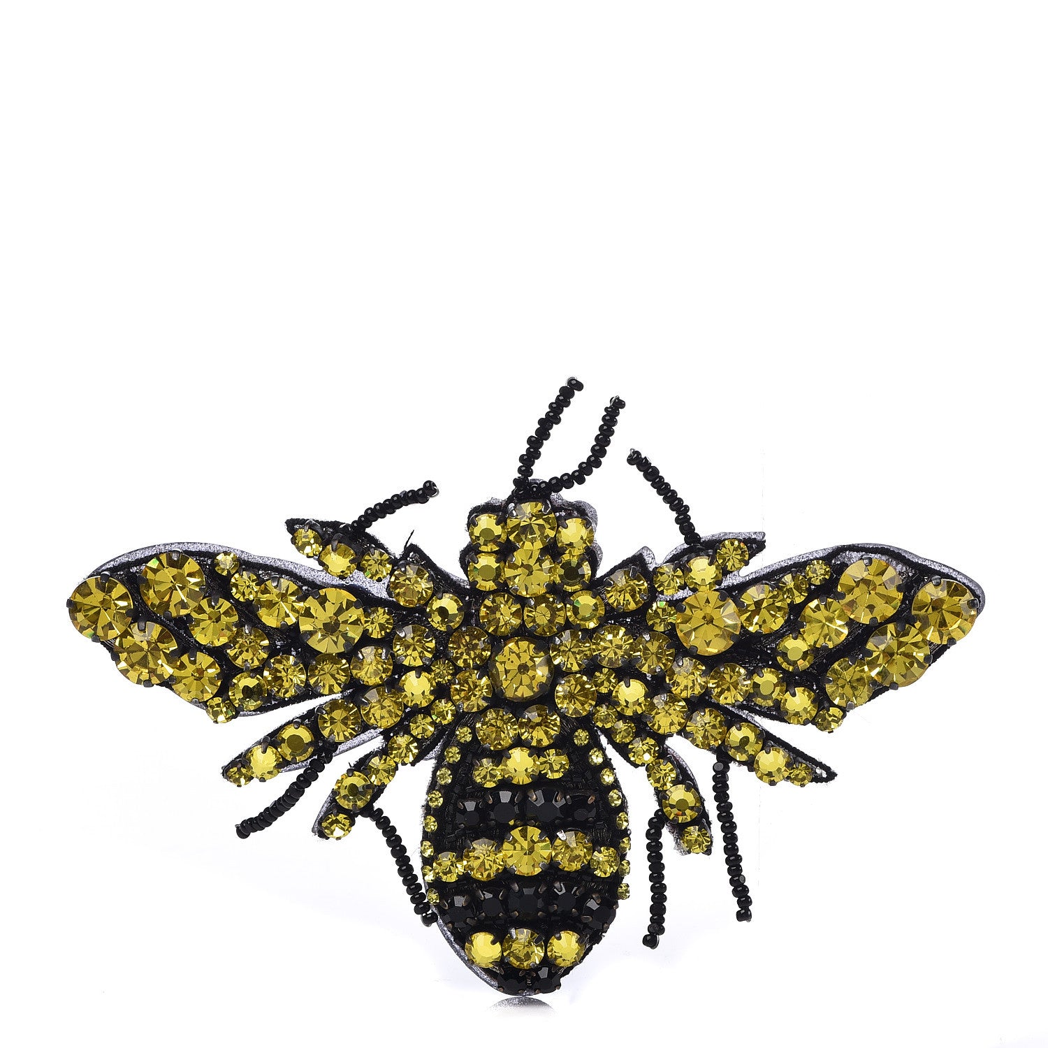 Gucci Metal Crystal Bee Brooch Black Yellow 1 of 4