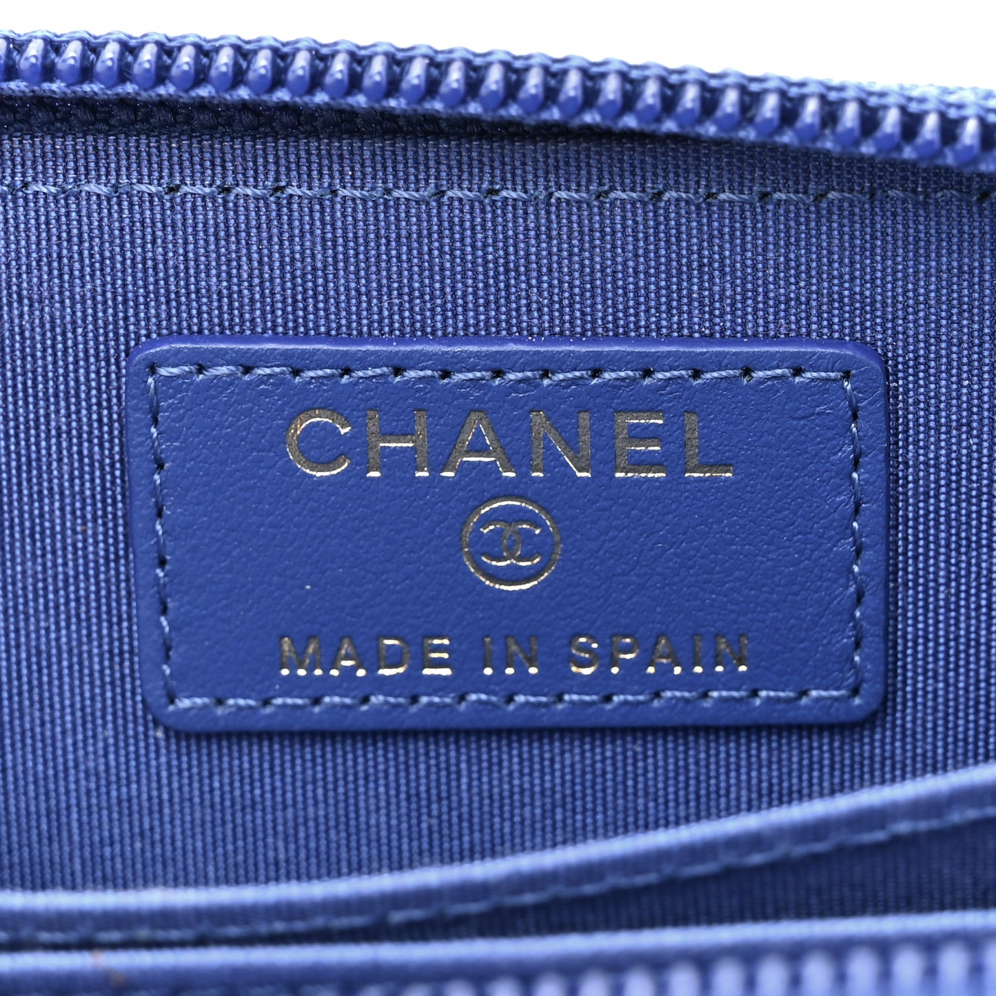 Caviar Quilted Boy Zip Around Coin Purse Wallet Blue